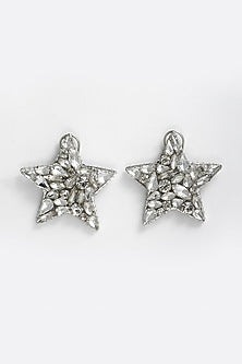 Silver Finish Crystal Stud Earrings