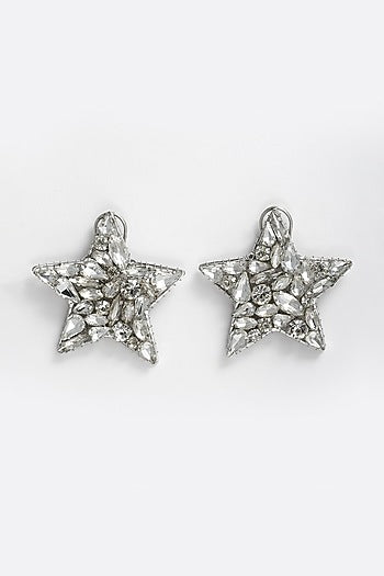 Silver Finish Crystal Stud Earrings
