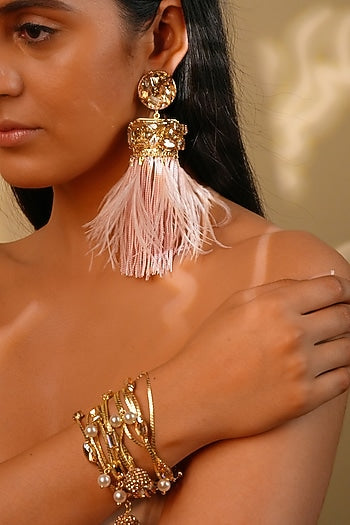 Gold Finish Pearl & Crystal Charm Bracelet