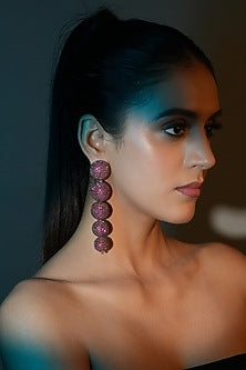 Gold Finish Crystal Dangler Earrings