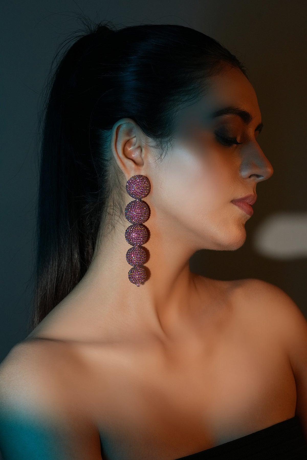 Gold Finish Crystal Dangler Earrings