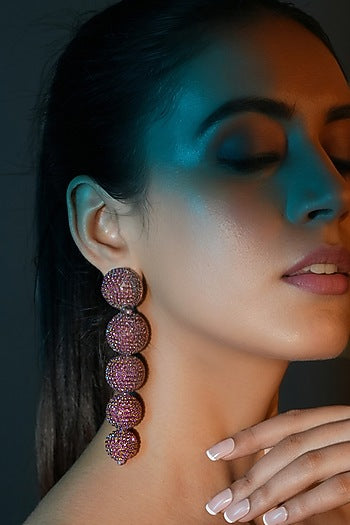 Gold Finish Crystal Dangler Earrings