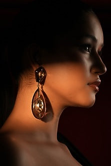Gold Finish Crystal Dangler Earrings