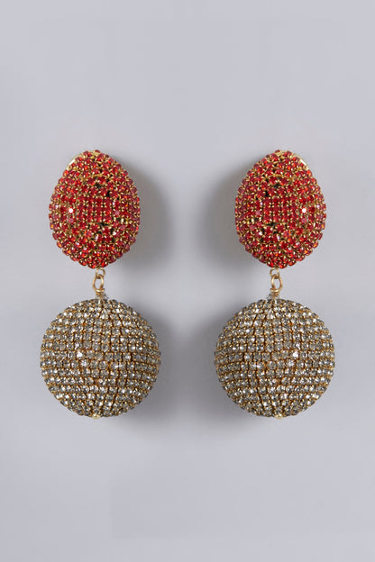 Gold Finish Crystal Dangler Earrings