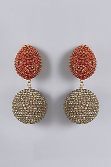 Gold Finish Crystal Dangler Earrings