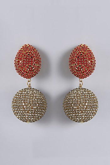 Gold Finish Crystal Dangler Earrings