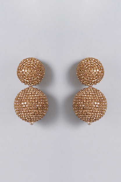 Gold Finish Crystal Dangler Earrings