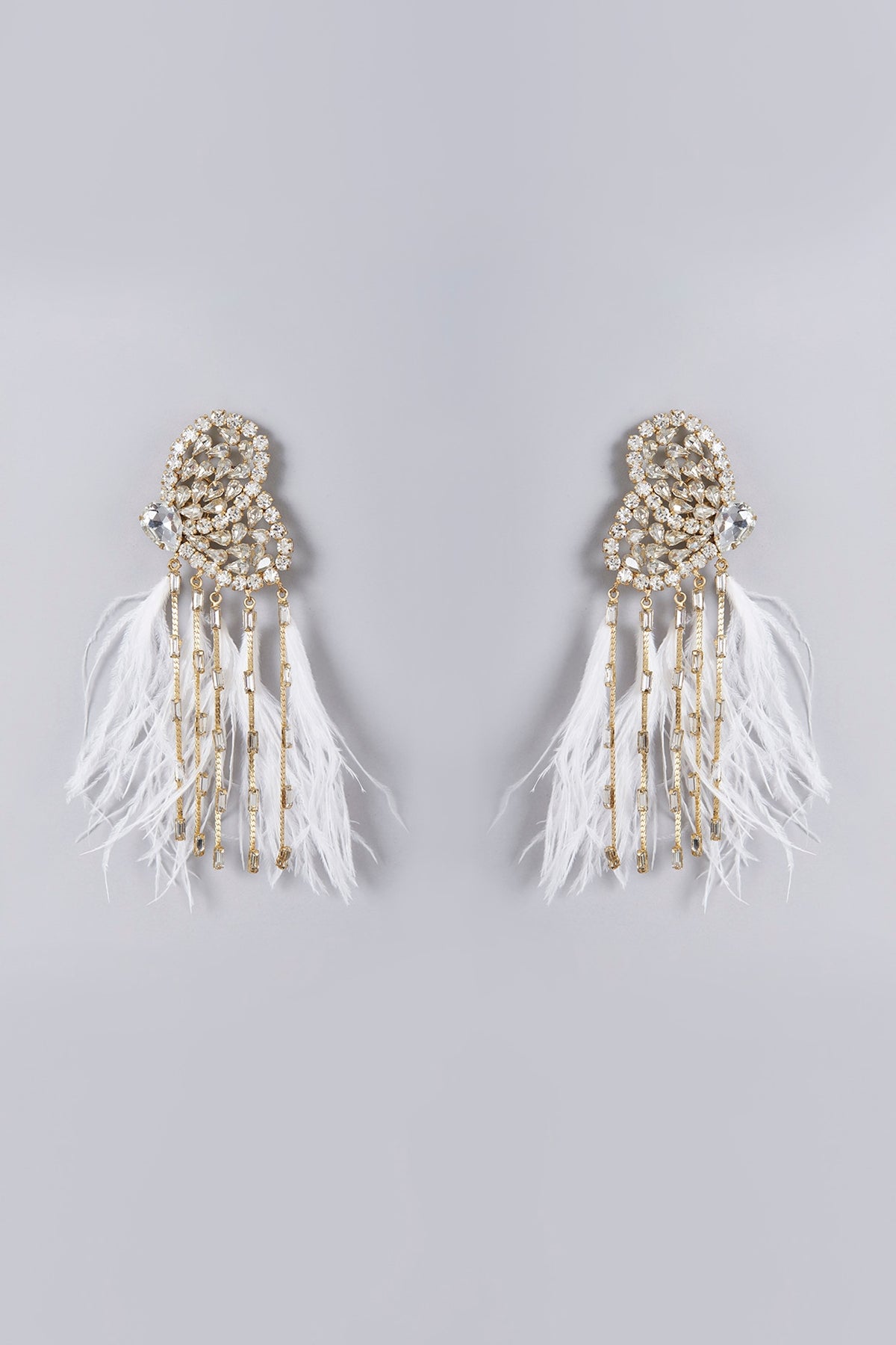 Gold Finish Crystal Butterfly Earrings