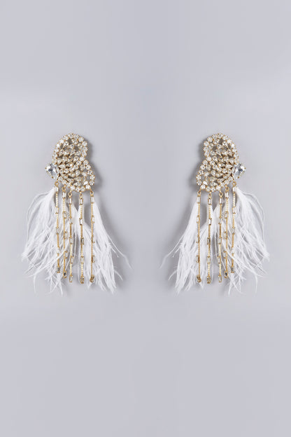 Gold Finish Crystal Butterfly Earrings