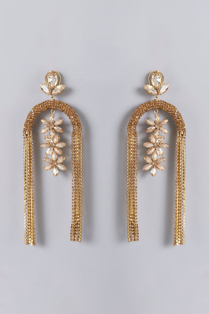 Gold Finish Crystal Stone Dangler Earrings