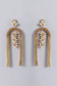 Gold Finish Crystal Stone Dangler Earrings