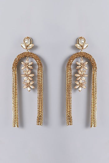 Gold Finish Crystal Stone Dangler Earrings