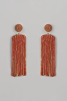 Gold Finish Beaded Waterfall Earrings