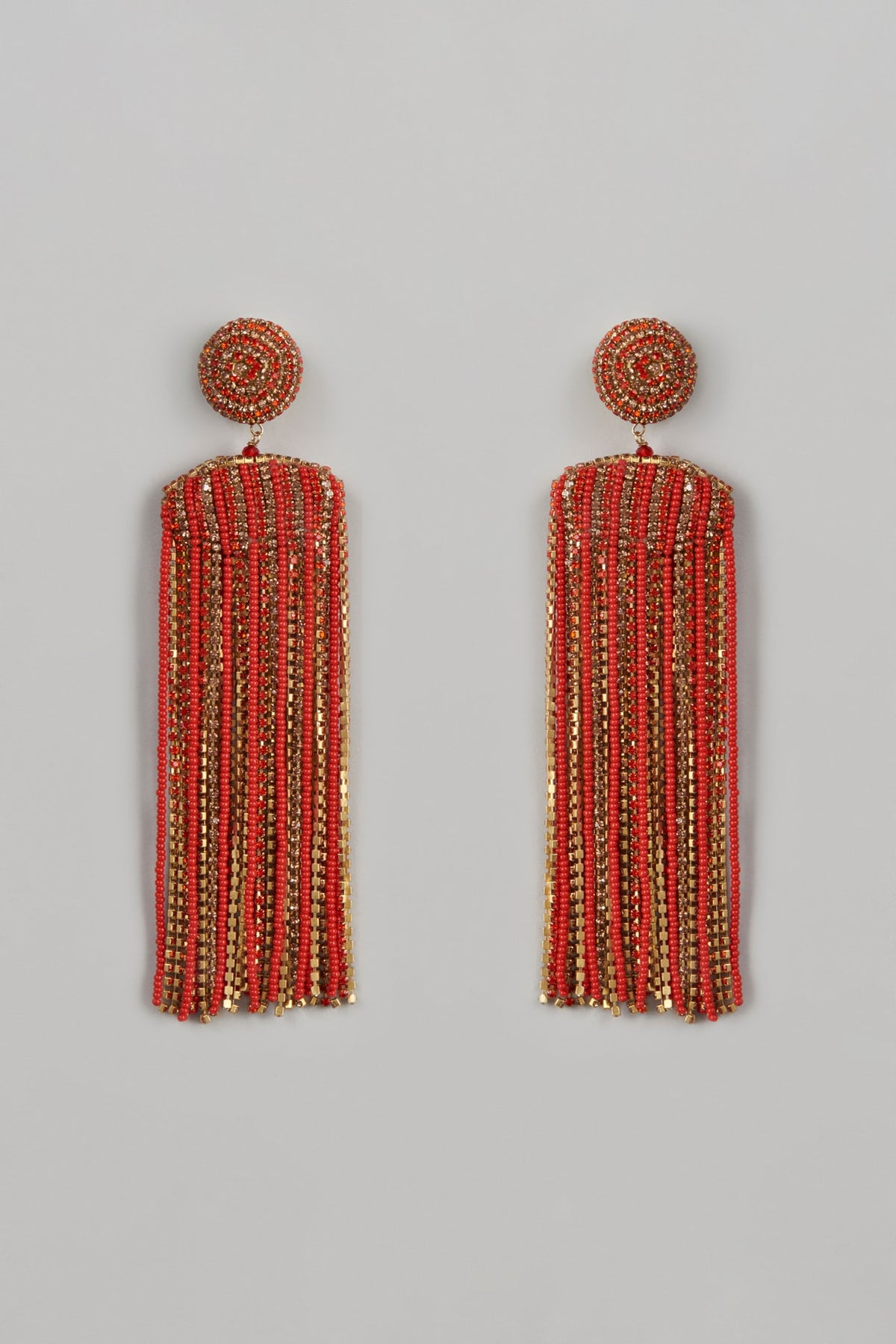 Gold Finish Beaded Waterfall Earrings