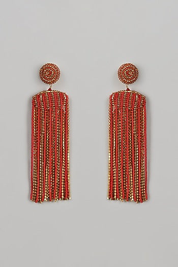 Gold Finish Beaded Waterfall Earrings