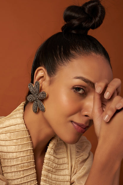 Gold Finish Daisy Stud Earrings