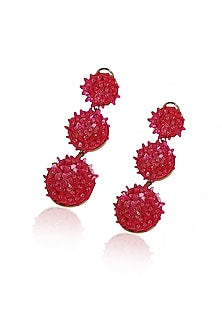 Pink Sequins & Crystal Floral Dangler Earrings