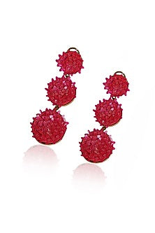 Pink Sequins & Crystal Floral Dangler Earrings