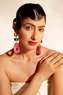 Pink Crystal Teardrop Dangler Earrings