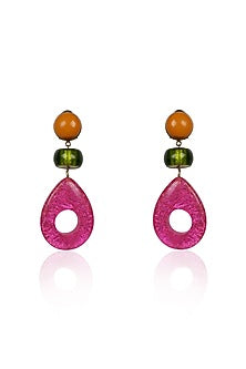 Pink Crystal Teardrop Dangler Earrings