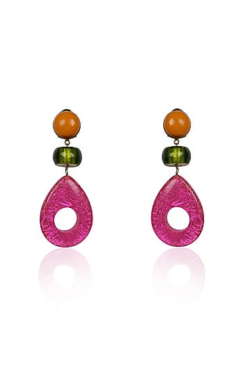 Pink Crystal Teardrop Dangler Earrings