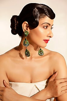 Green Crystal Dangler Earrings