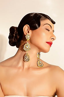 Gold Crystal Dangler Earrings