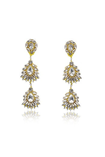 Gold Crystal Dangler Earrings