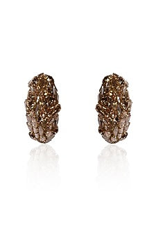 Gold Finish Crystal Half Hoop Earrings