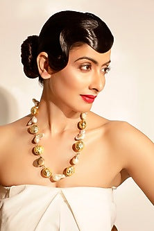 Gold Baroque Pearl & Charm Necklace