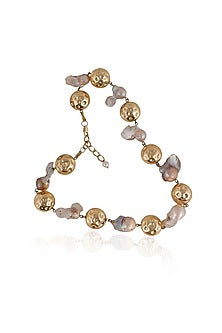 Gold Baroque Pearl & Charm Necklace