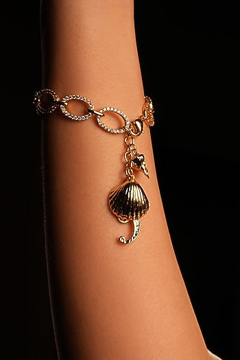 Gold Crystal & Heart Charm Bracelet