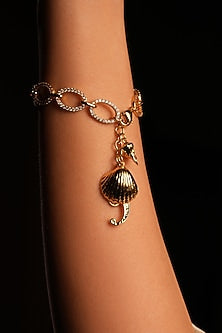 Gold Crystal & Heart Charm Bracelet