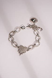 Silver Crystal & Heart Charm Bracelet