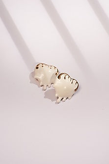White Resin Dripping Heart Stud Earrings