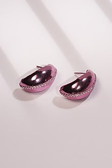Purple Crystal Bean-Shaped Stud Earrings