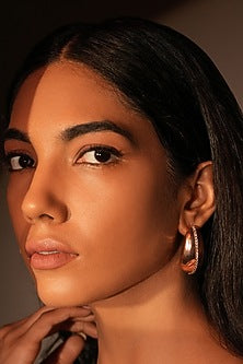 Rose Gold Crystal Bean-Shaped Stud Earrings