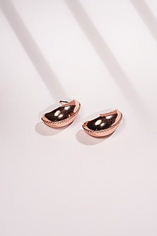 Rose Gold Crystal Bean-Shaped Stud Earrings