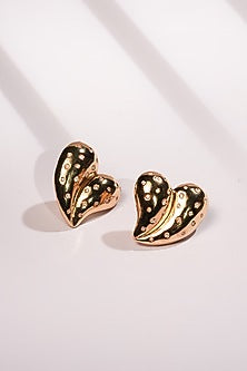 Gold Finish Crystal Bubble Heart Stud Earrings