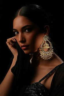 White Crystal Chandbali Earrings