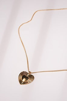 Gold Finish Crystal Spiral Heart Necklace