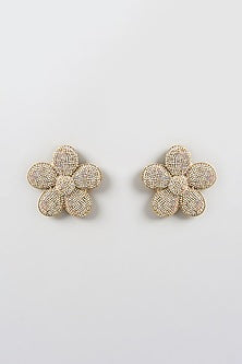 Gold Finish Crystal Stud Earrings