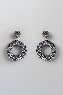 Gold Finish Crystal Hoop Earrings