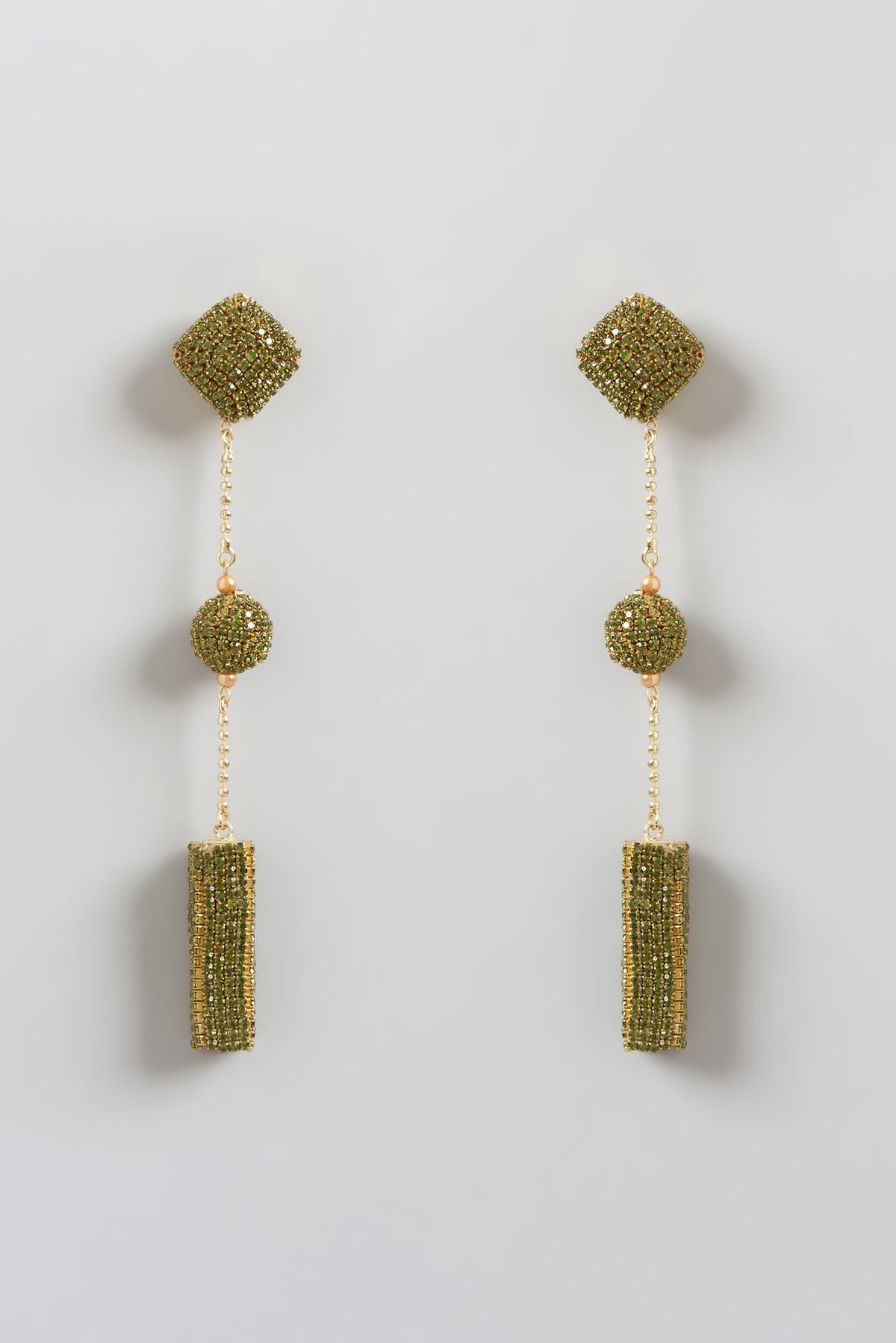 Gold Finish Dangler Earrings With Crystals