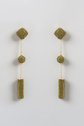 Gold Finish Dangler Earrings With Crystals