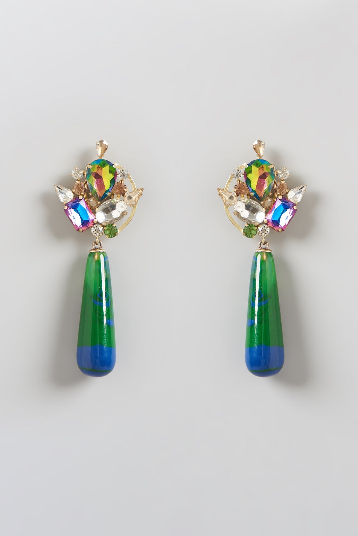 Gold Finish Crystal Dangler Earrings