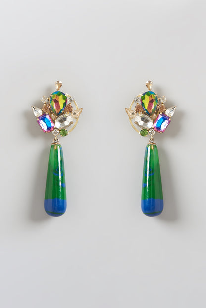 Gold Finish Crystal Dangler Earrings