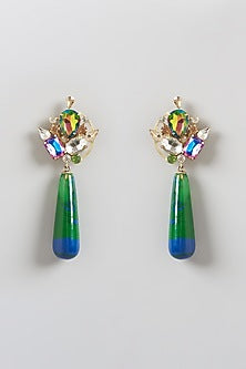 Gold Finish Crystal Dangler Earrings