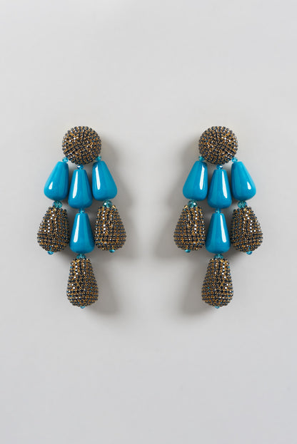 Gold Finish Crystal Dangler Earrings