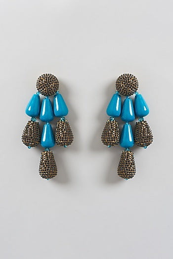 Gold Finish Crystal Dangler Earrings